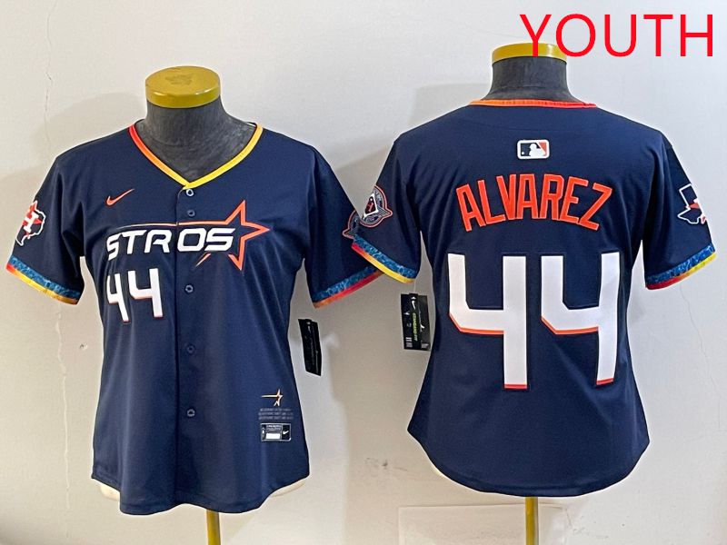 Youth Houston Astros #44 Alvarez Drak Blue Fourth generation Joint Name 2025 Nike MLB Jersey style 1